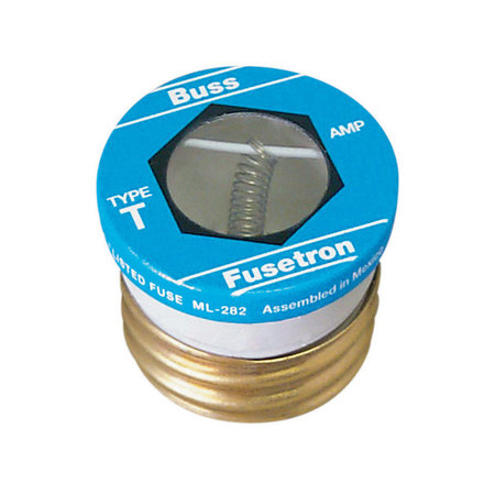 FUSETRON Plug Fuse, T Series, Time-Delay, 6.25A, 125V AC, Indicating, 10kA at 125V AC BP/T-6-1/4